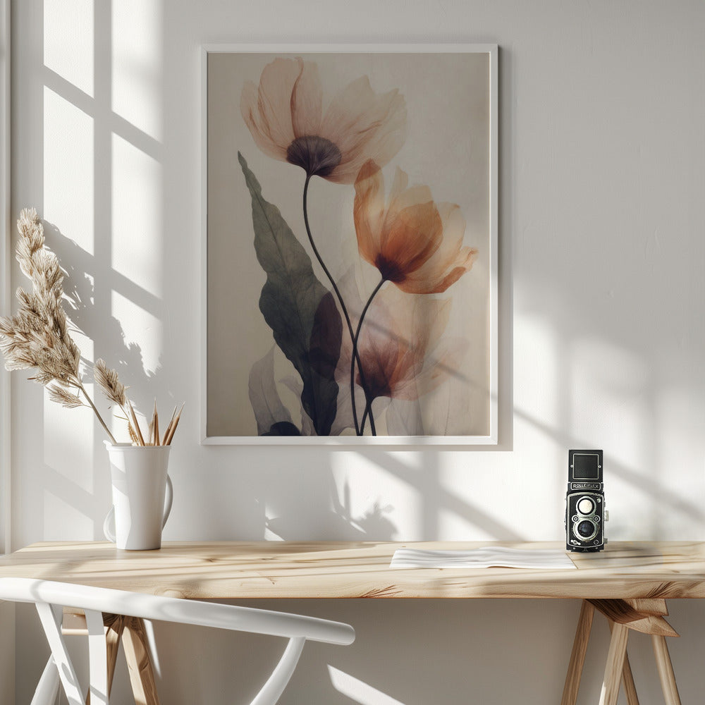 Parchment Flowers No 5 Poster