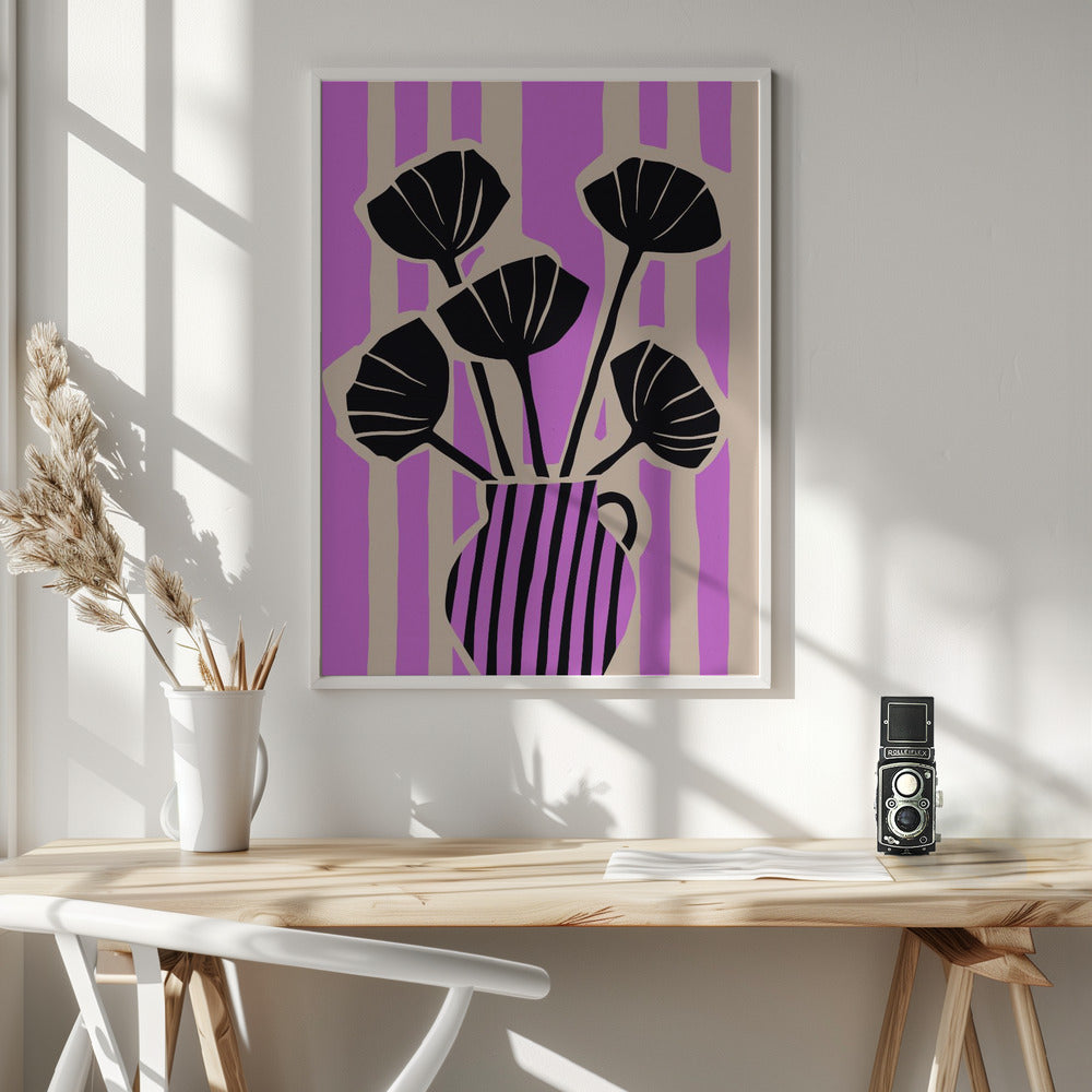 Stripes Still Life Purple Poster