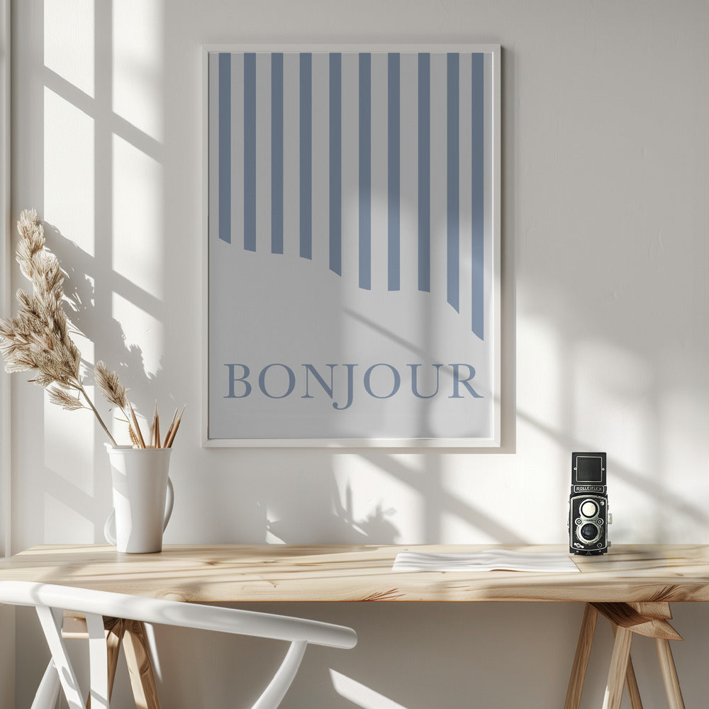 Bonjour Stripes Poster