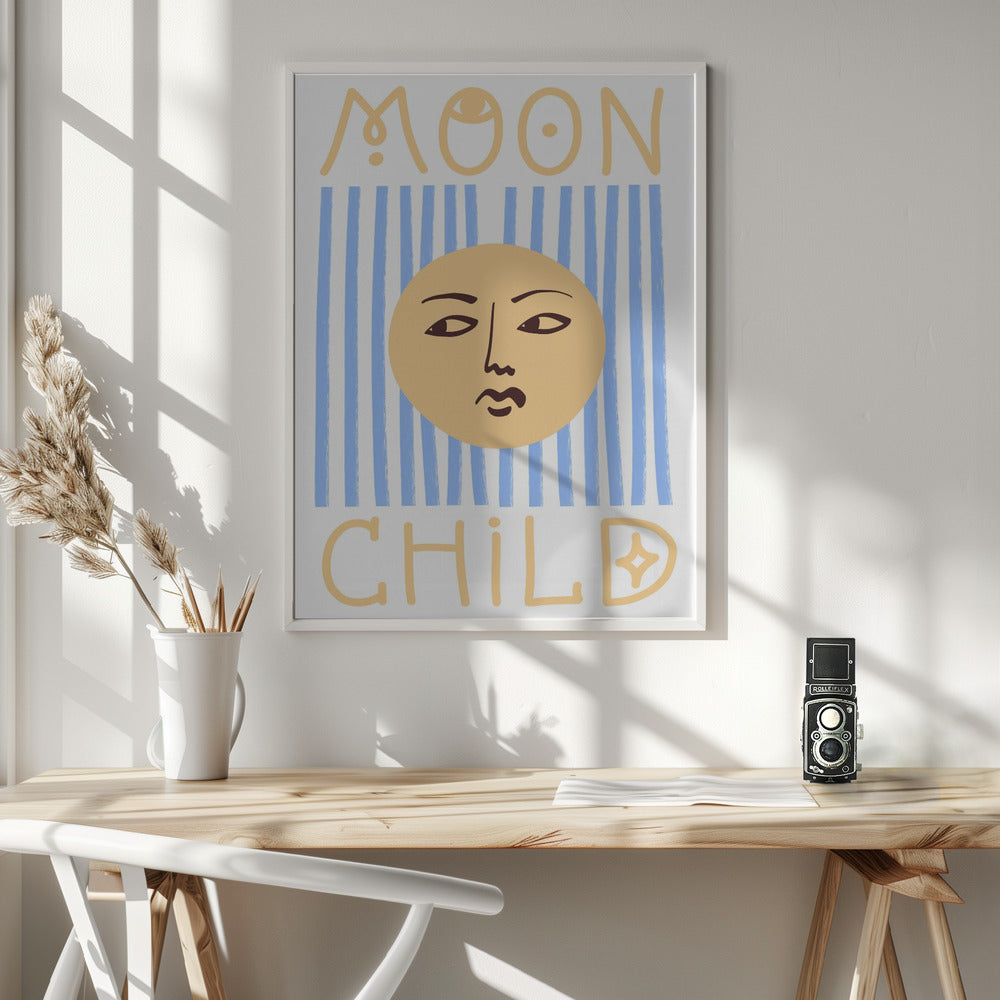 Striped Moon Child Poster