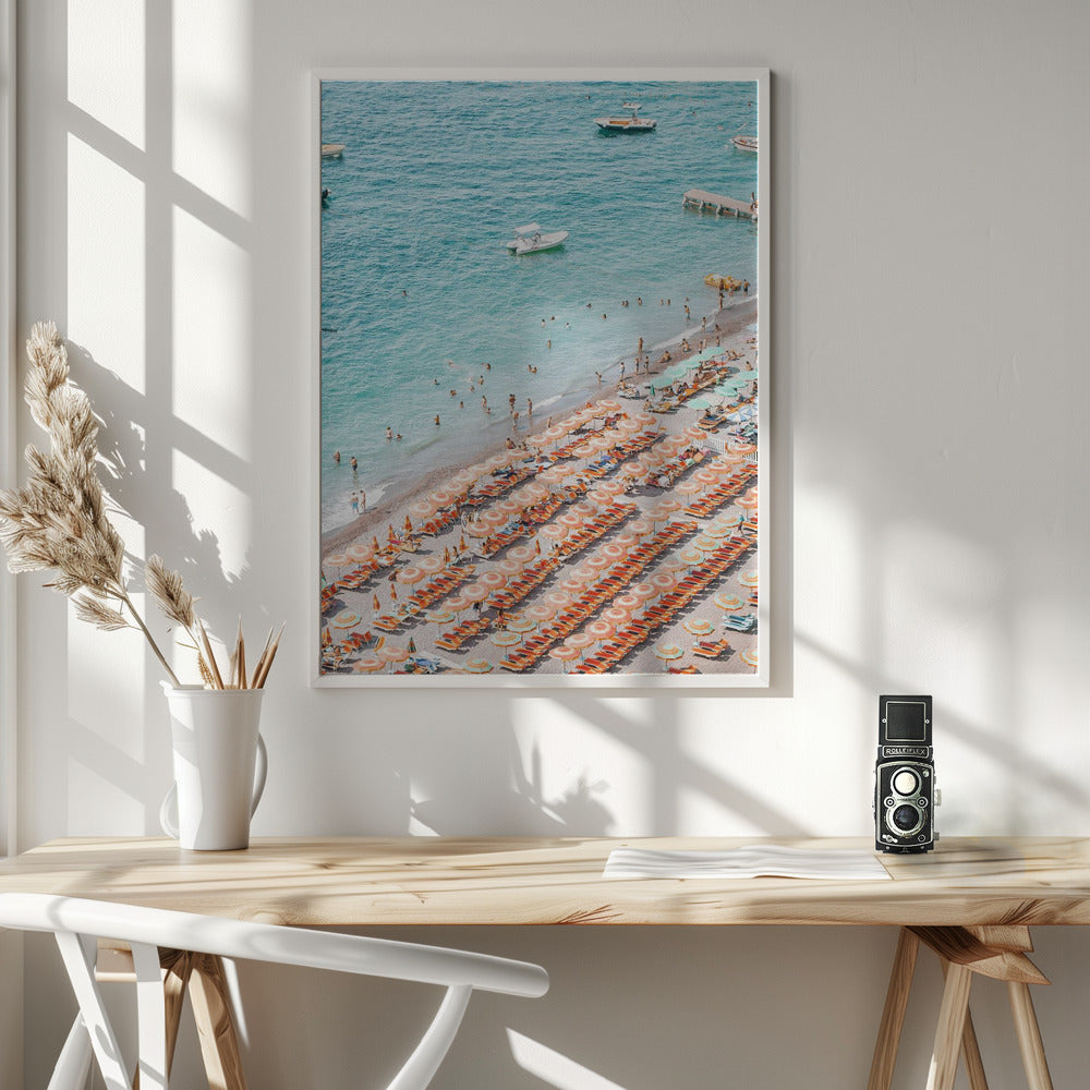 Positano Beach Scene Poster