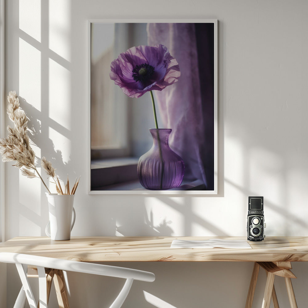 Purple Poppy In Vase Poster