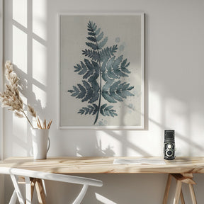 Teal watercolor fern 1 Poster