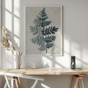 Teal watercolor fern 2 Poster