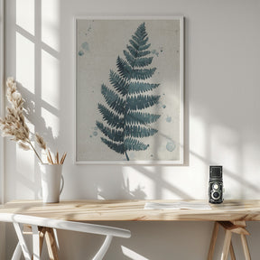 Teal watercolor fern 3 Poster