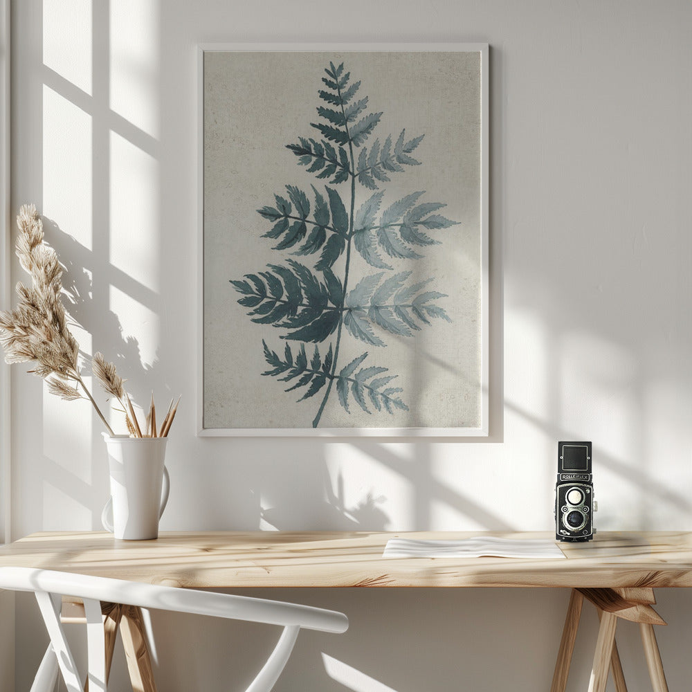 Teal watercolor fern 4 Poster