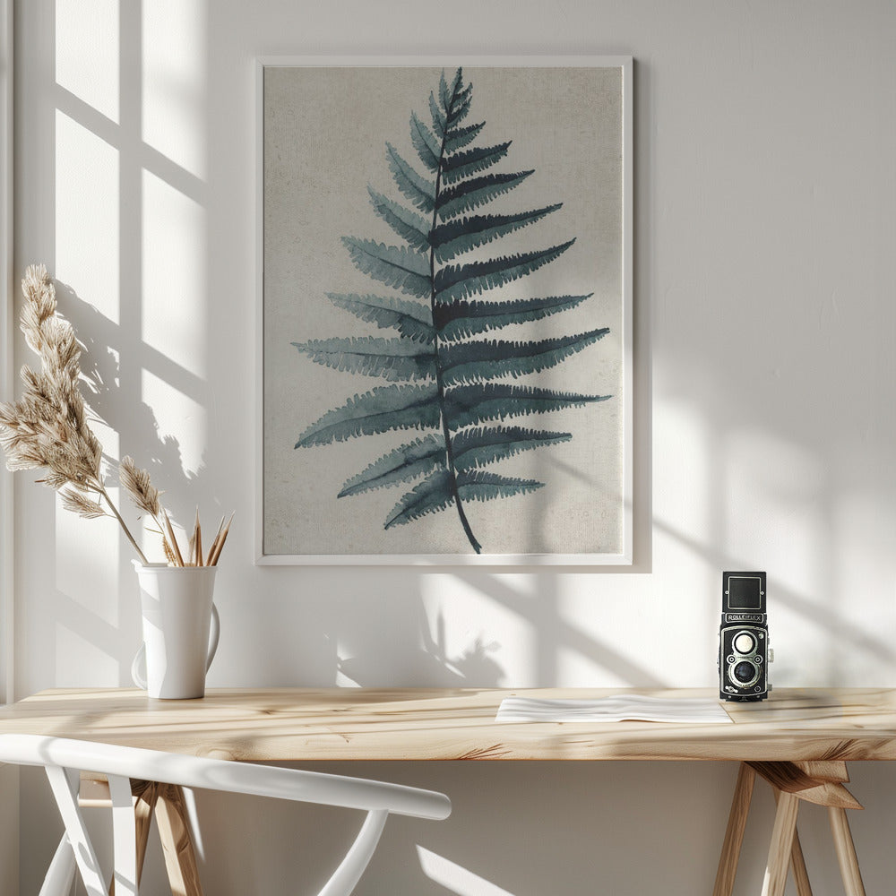 Teal watercolor fern 5 Poster