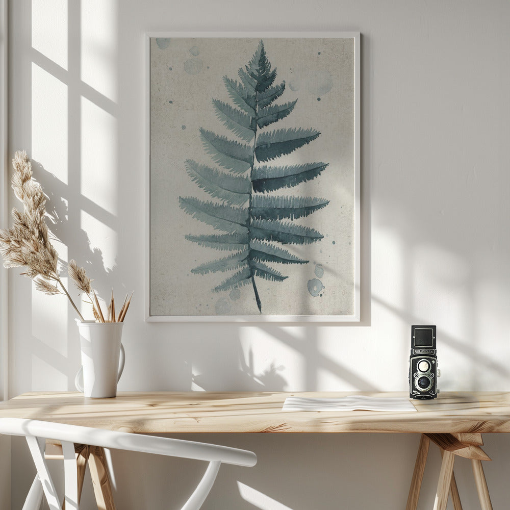 Teal watercolor fern 6 Poster