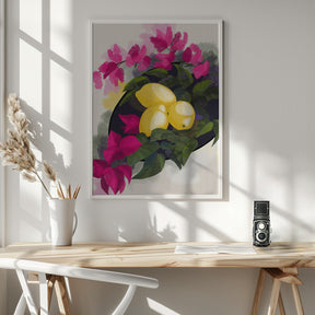 Bougainvillea and lemons Poster