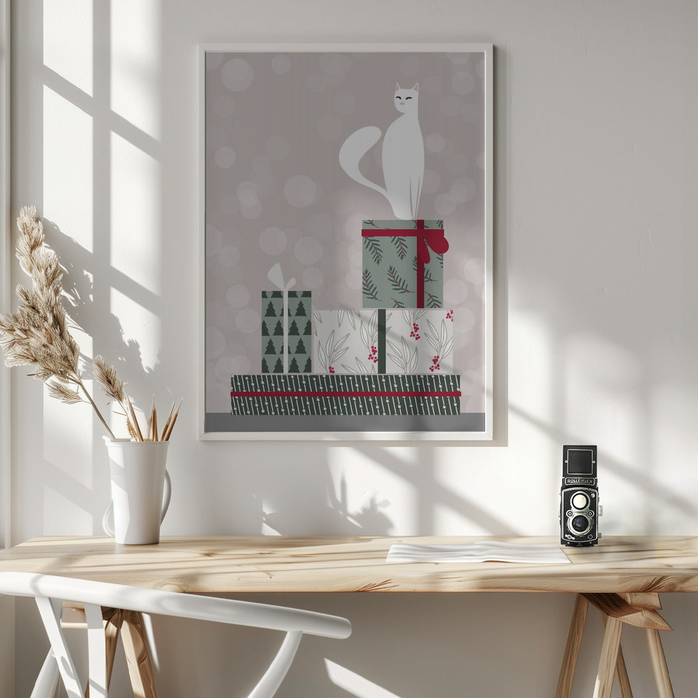 Retro cat and gifts Poster