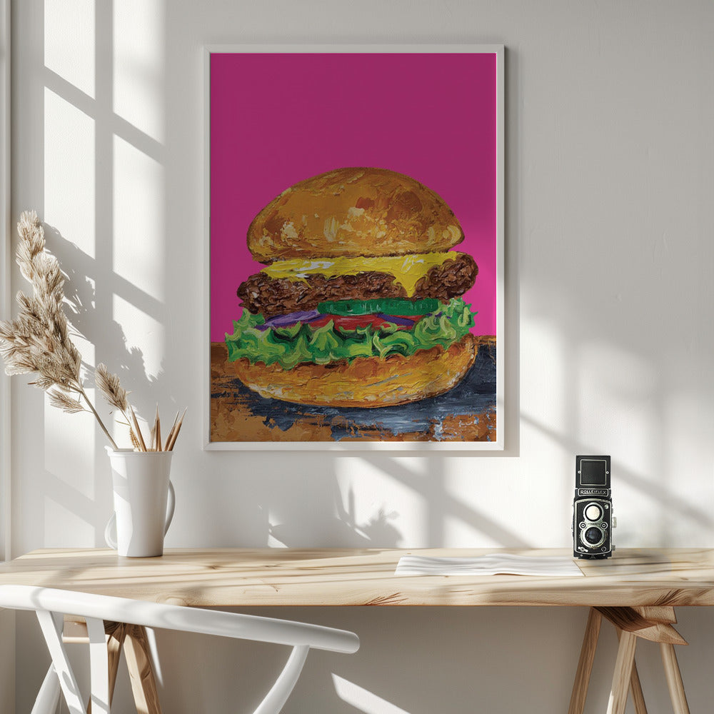 Burger Pink Poster