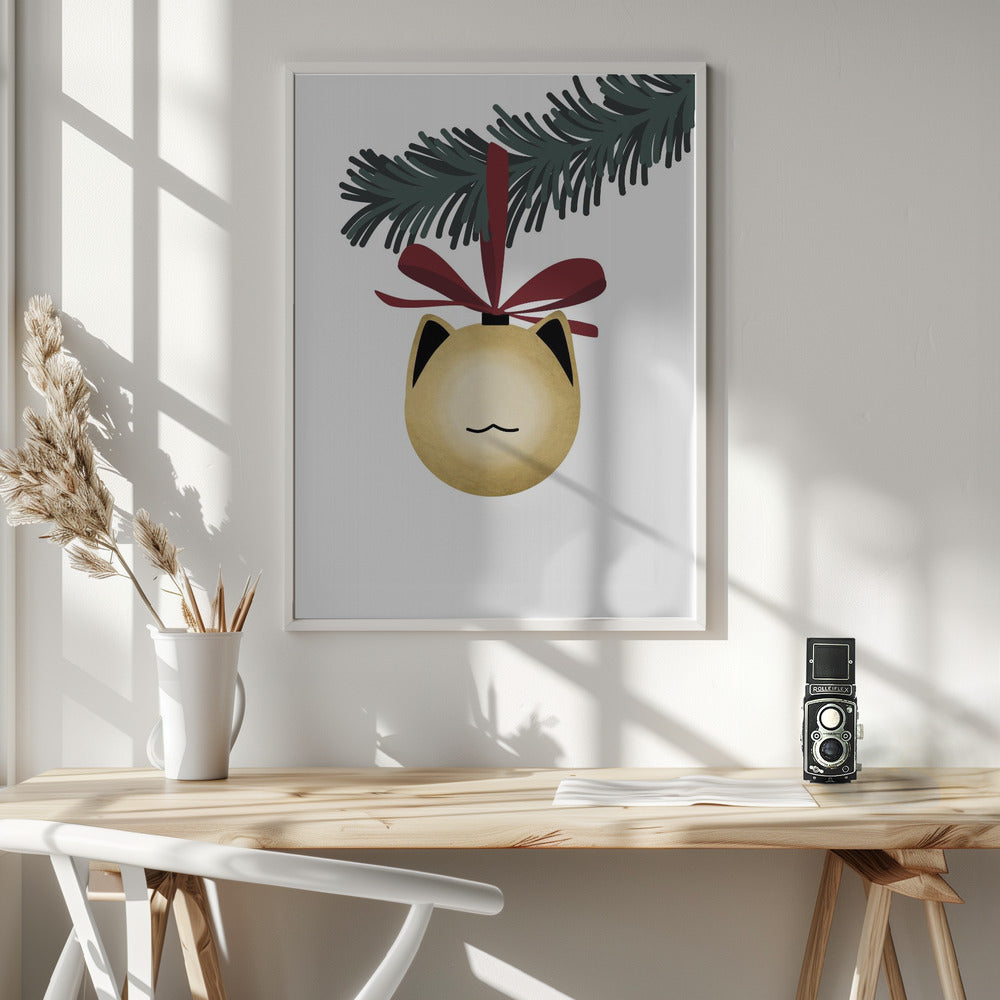 Meowrry bauble (gold white) Poster