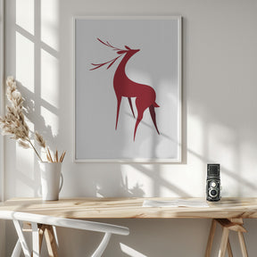 Stylized retro deer (red) Poster