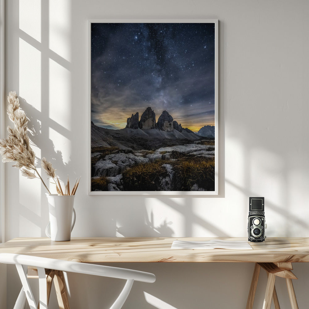 Dolomites at night Poster