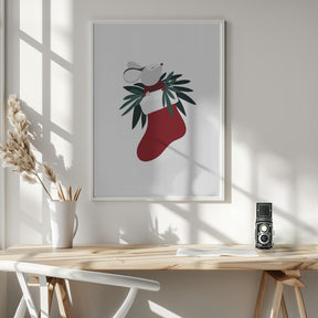 Cute mouse in a Christmas stocking Poster