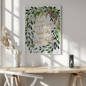 Holiday wishes with watercolor bouquet Poster