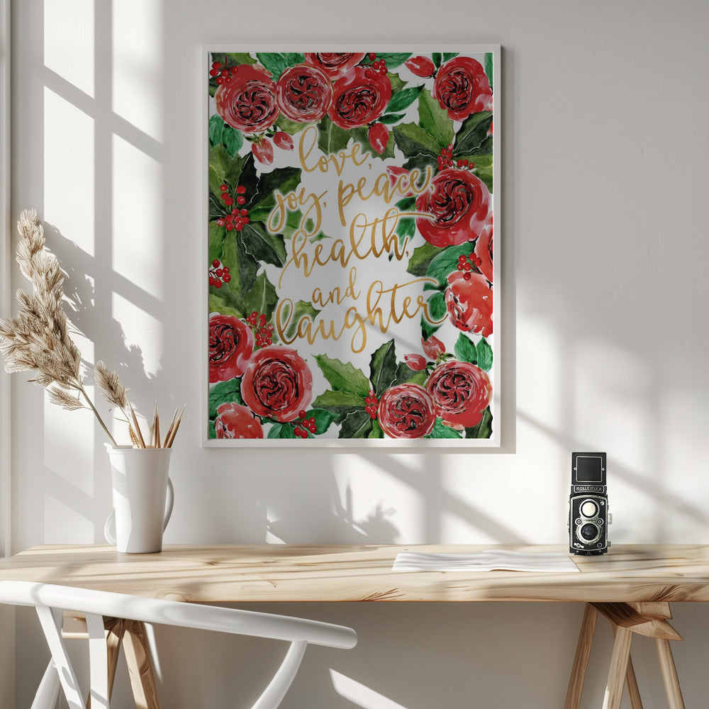 Best wishes holiday red roses Poster