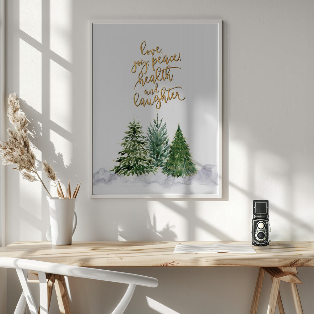 Christmas trees with holiday wishes Poster