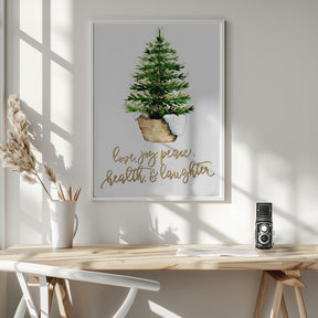 Cozy Christmas tree with holiday wishes Poster