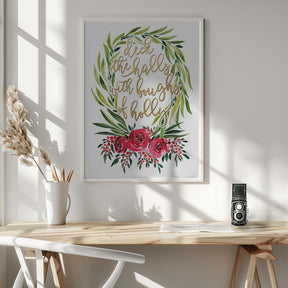 Floral wreath deck the halls Poster