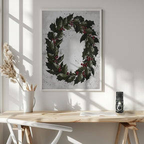 Splatters holly wreath Poster