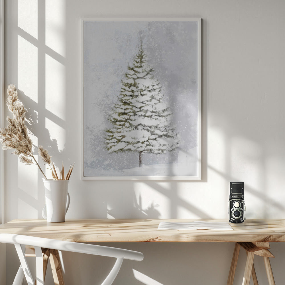 Lone fir in the snow Poster