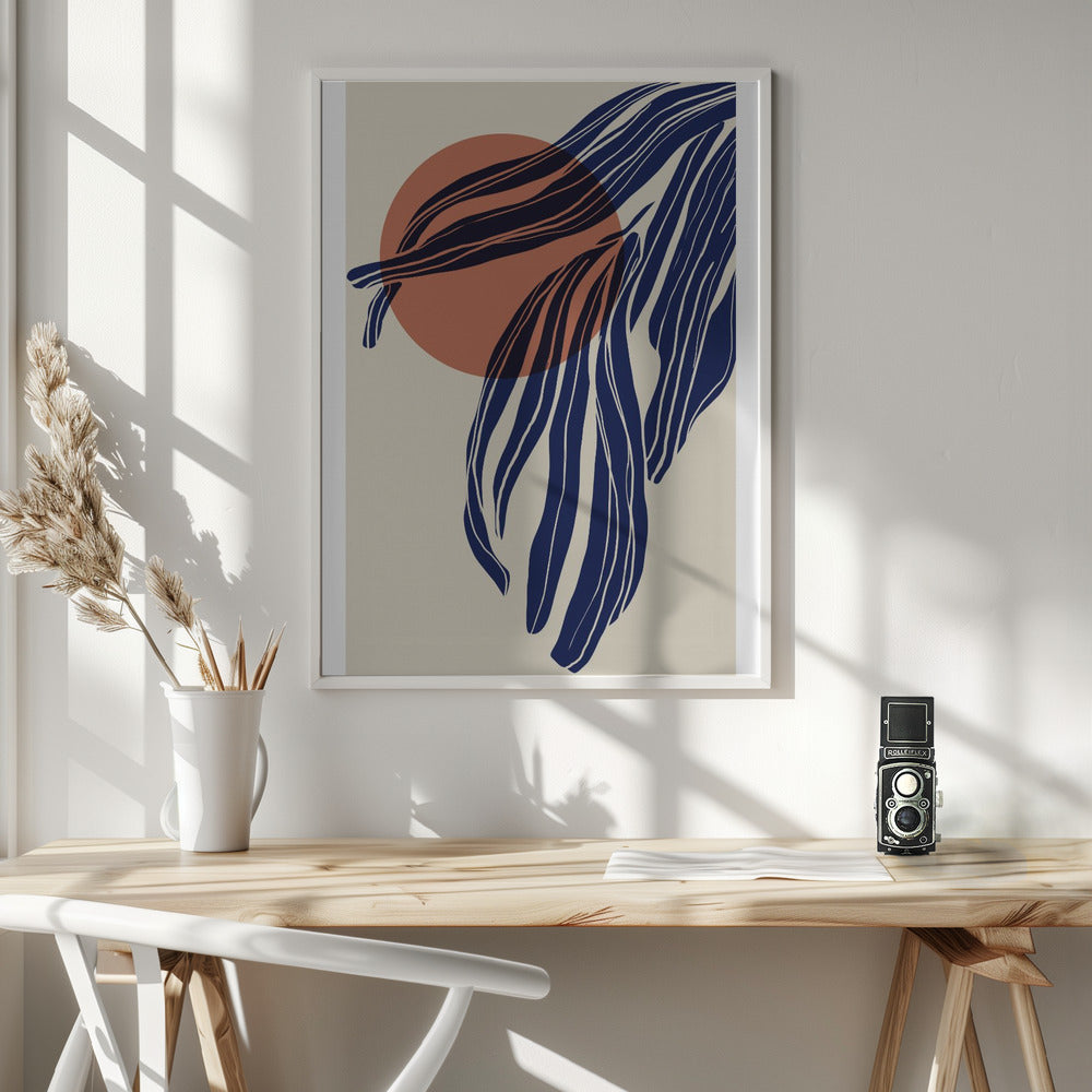 Sunset and leafs Poster