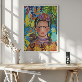 Frida and her parrots Poster