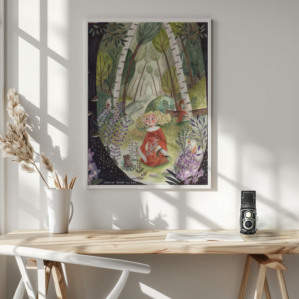 Princess in the forest with flowers Poster