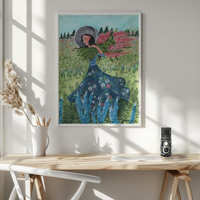 Walking with fieldflowers Poster