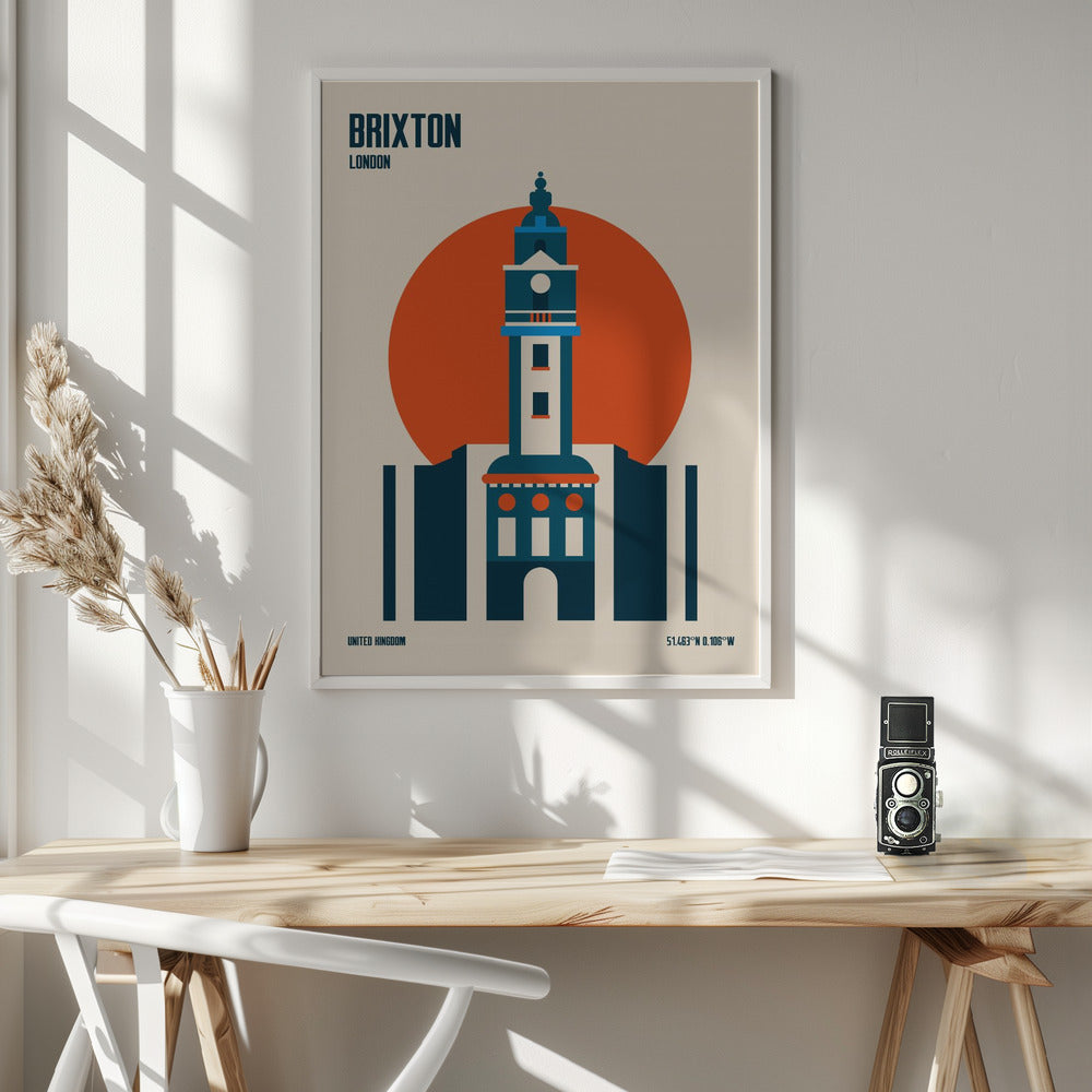 Brixton Tower Retro Travel Print Poster