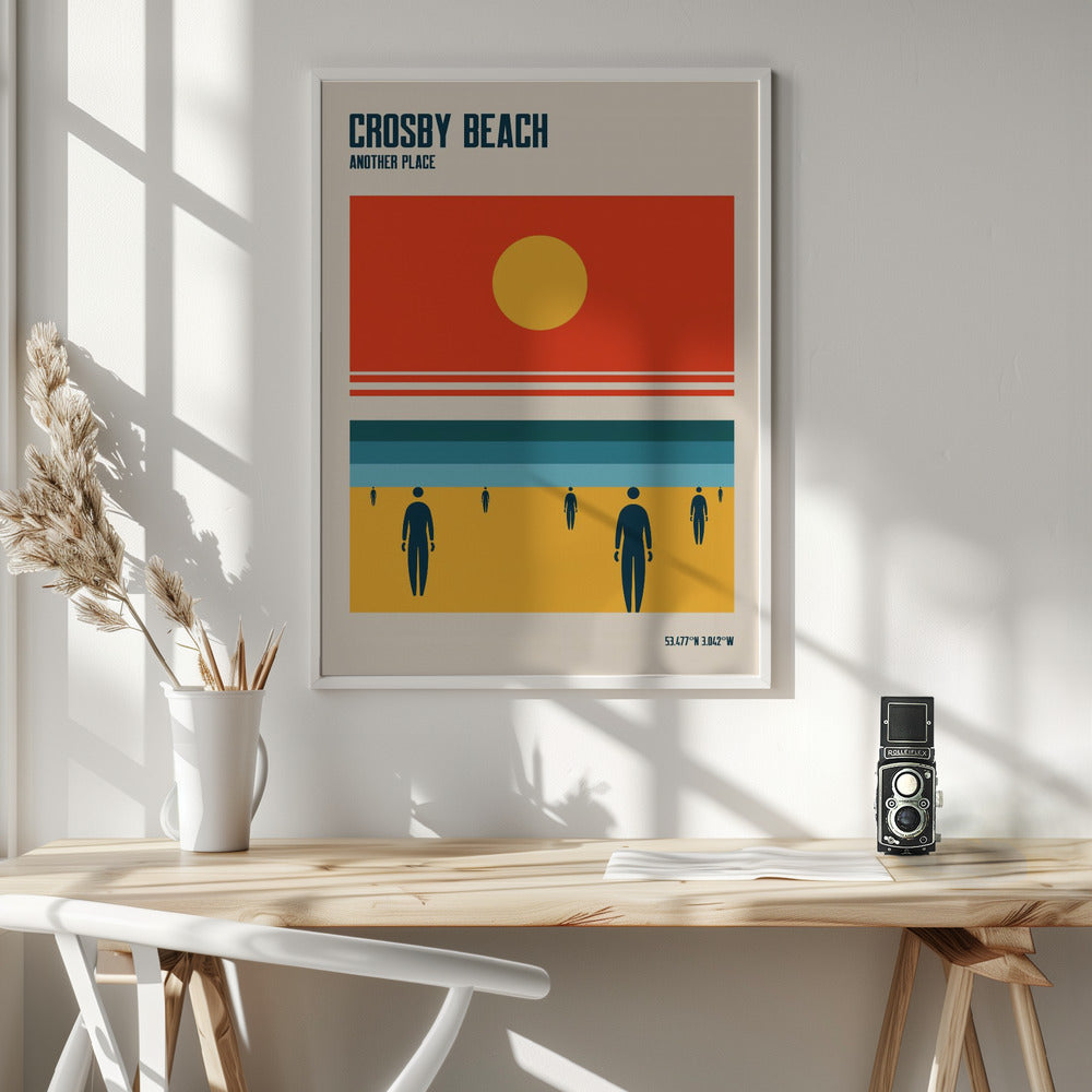 Crosby Beach Iron Men Liverpool Merseyside Poster