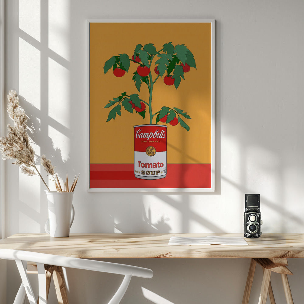 Campbells Soup Tomato Plant Retro Illustration Poster