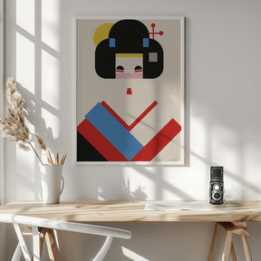 Geisha Girl Geometric Illustration Poster