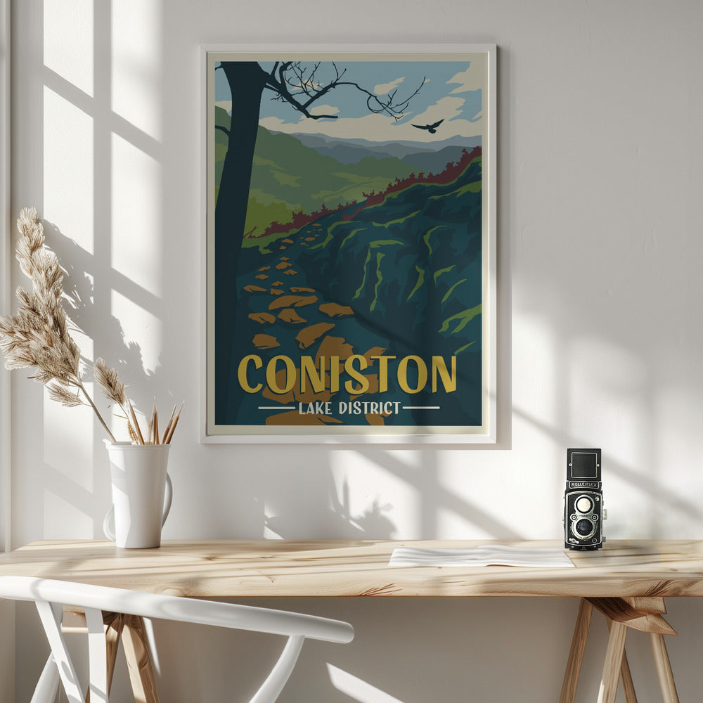 Coniston Lake District Travel Print Poster