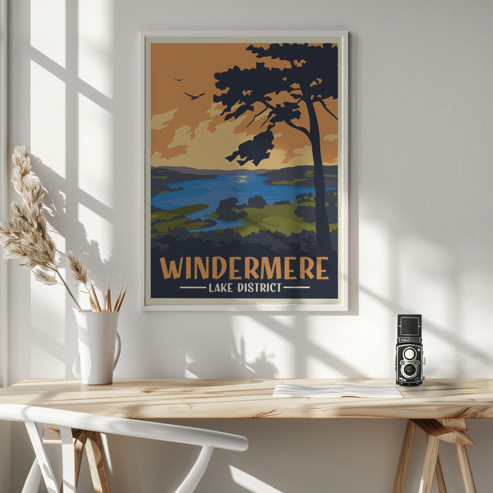 Windermere Lake District Travel Print Poster