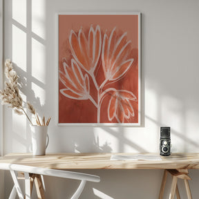 Peachy Flowers Poster