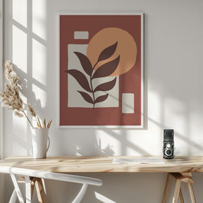 Abstract Boho Leaves And Sun Poster