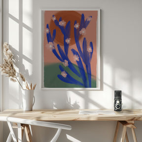 Blue Desert Cactus Poster