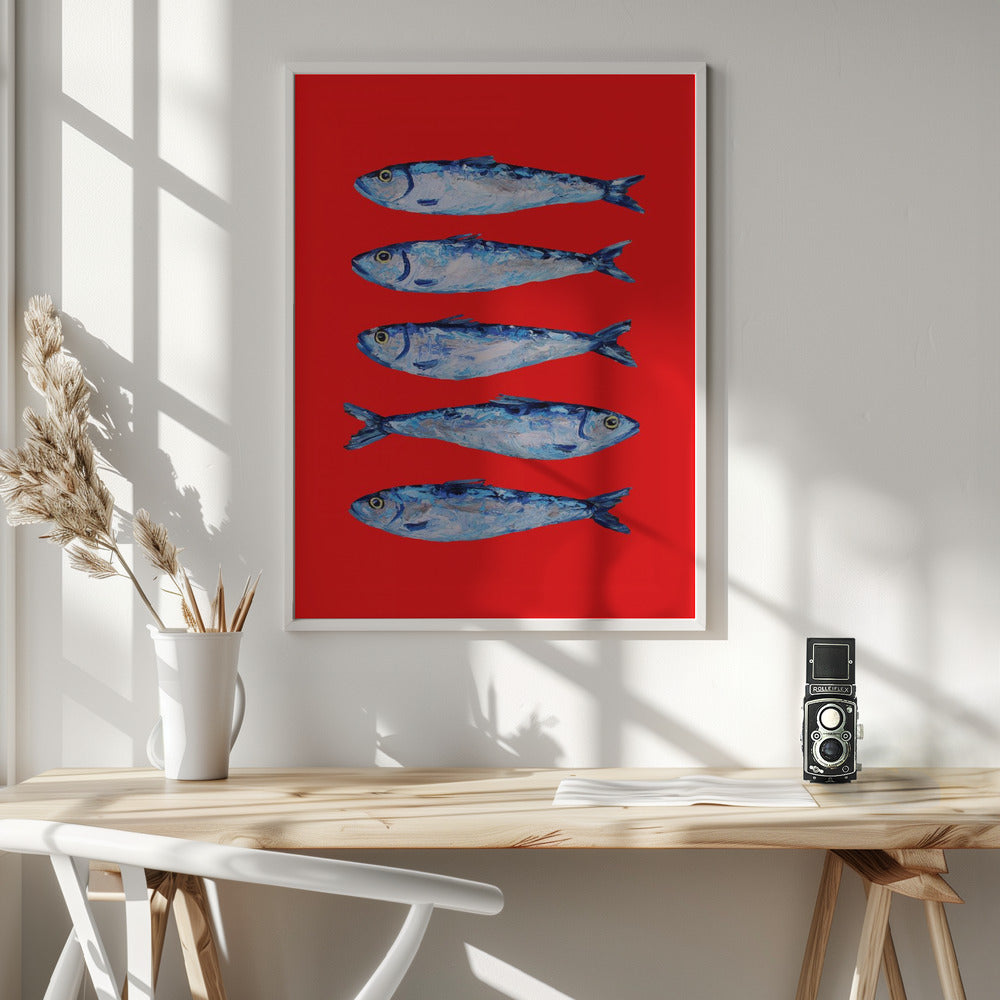 Sardines Berry Red Poster