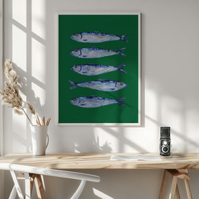 Sardines Forest Green Poster