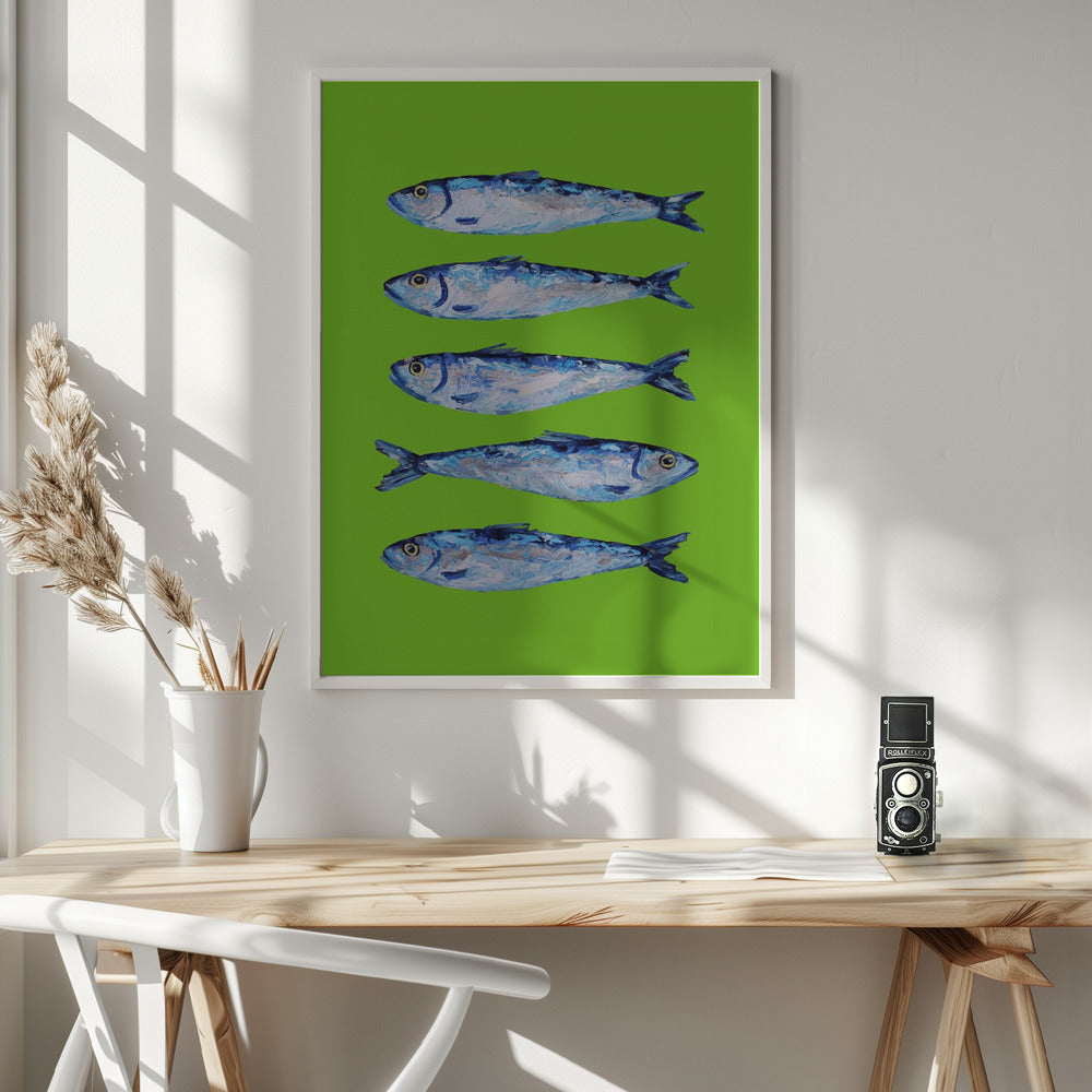 Sardines Lime Green Poster