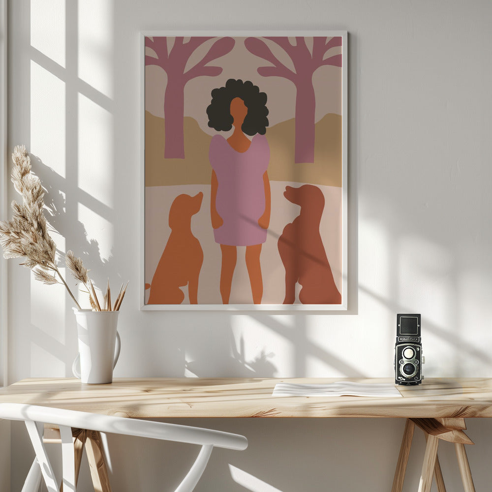 Lady in dog park Poster