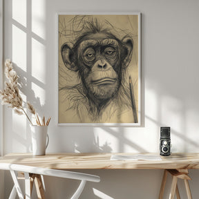 Monkey drawing Poster