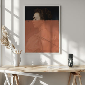 Altered Portrait of Woman Orange Modern Art Poster