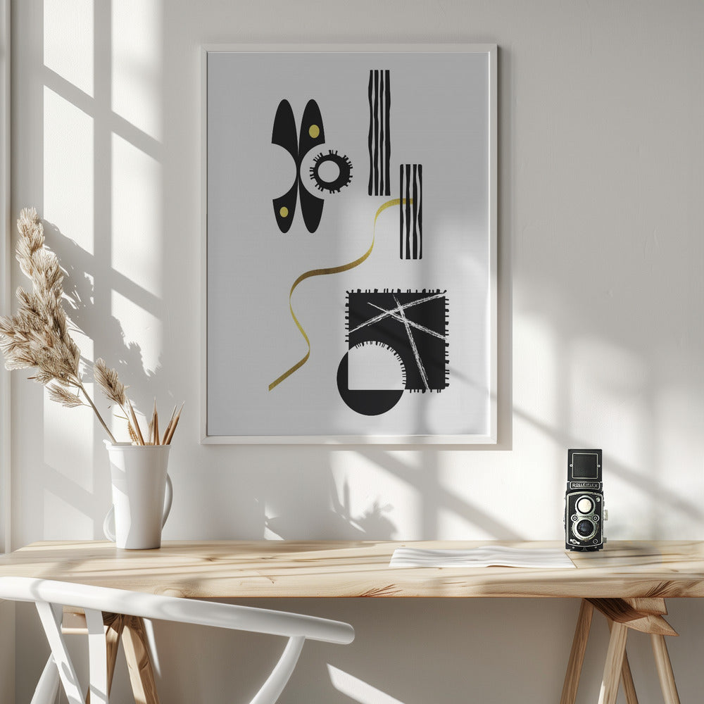 Black &amp; White Abstract No. 3 | gold Poster