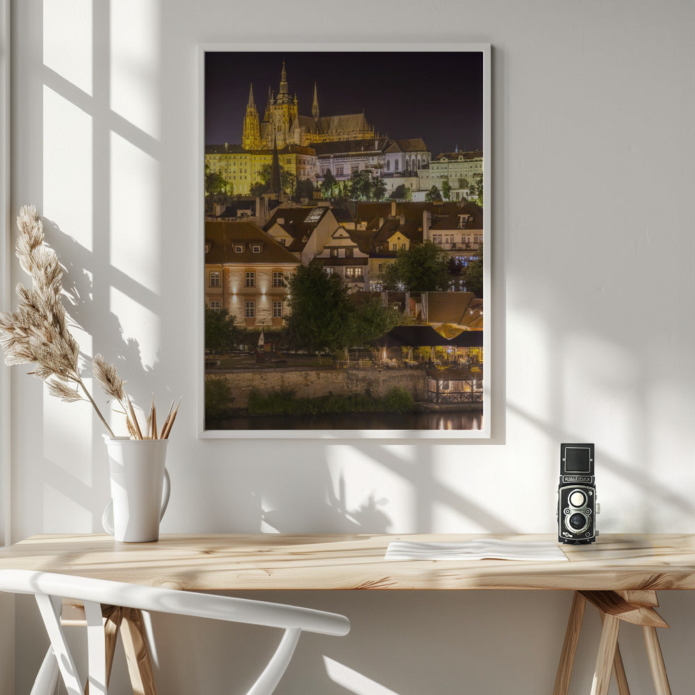 Prague Castle and St. Vitus Cathedral by night Poster