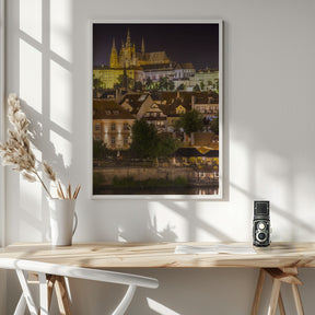 Prague Castle and St. Vitus Cathedral by night Poster