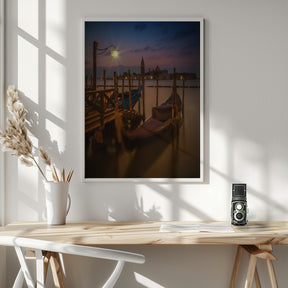 VENICE Gondolas during Blue Hour Poster