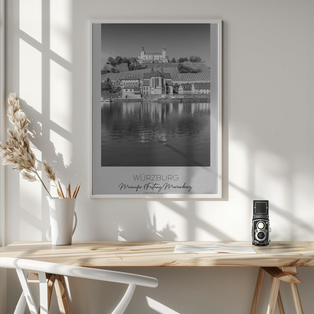 In focus: WUERZBURG Main Riverside and Fortress Marienberg Poster